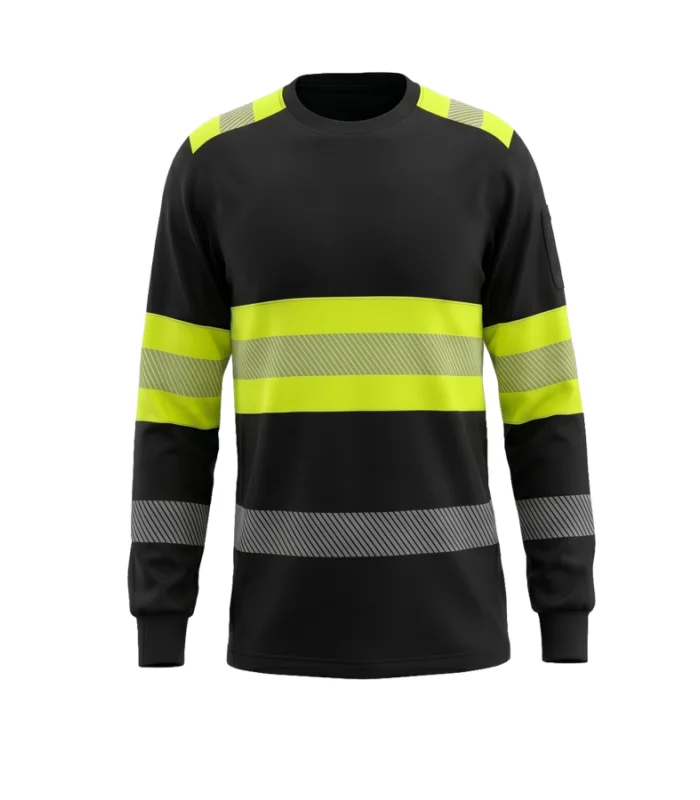 BoSafety RICO LONG pikkade varrukatega T-särk Hi-Vis kl.1 must/kollane