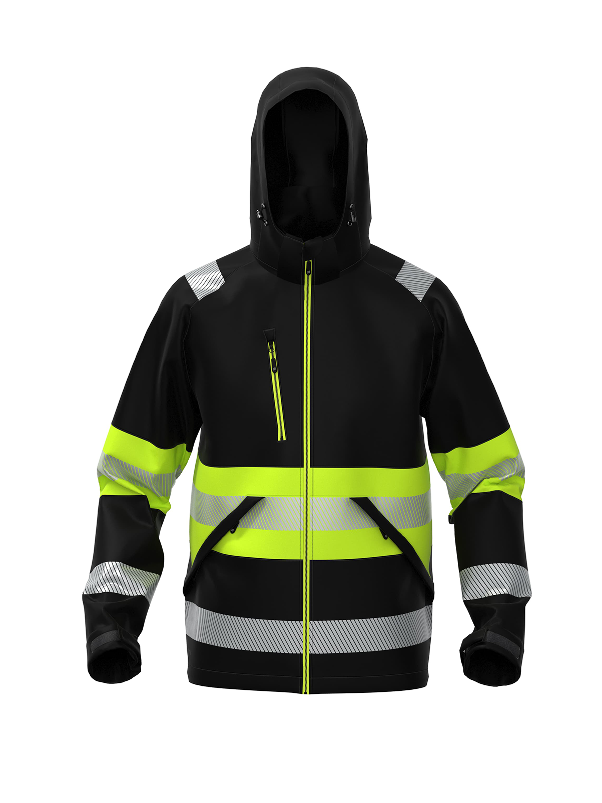 BoSafety VALENCIA softshell jope Hi-Vis kl.1 must/kollane