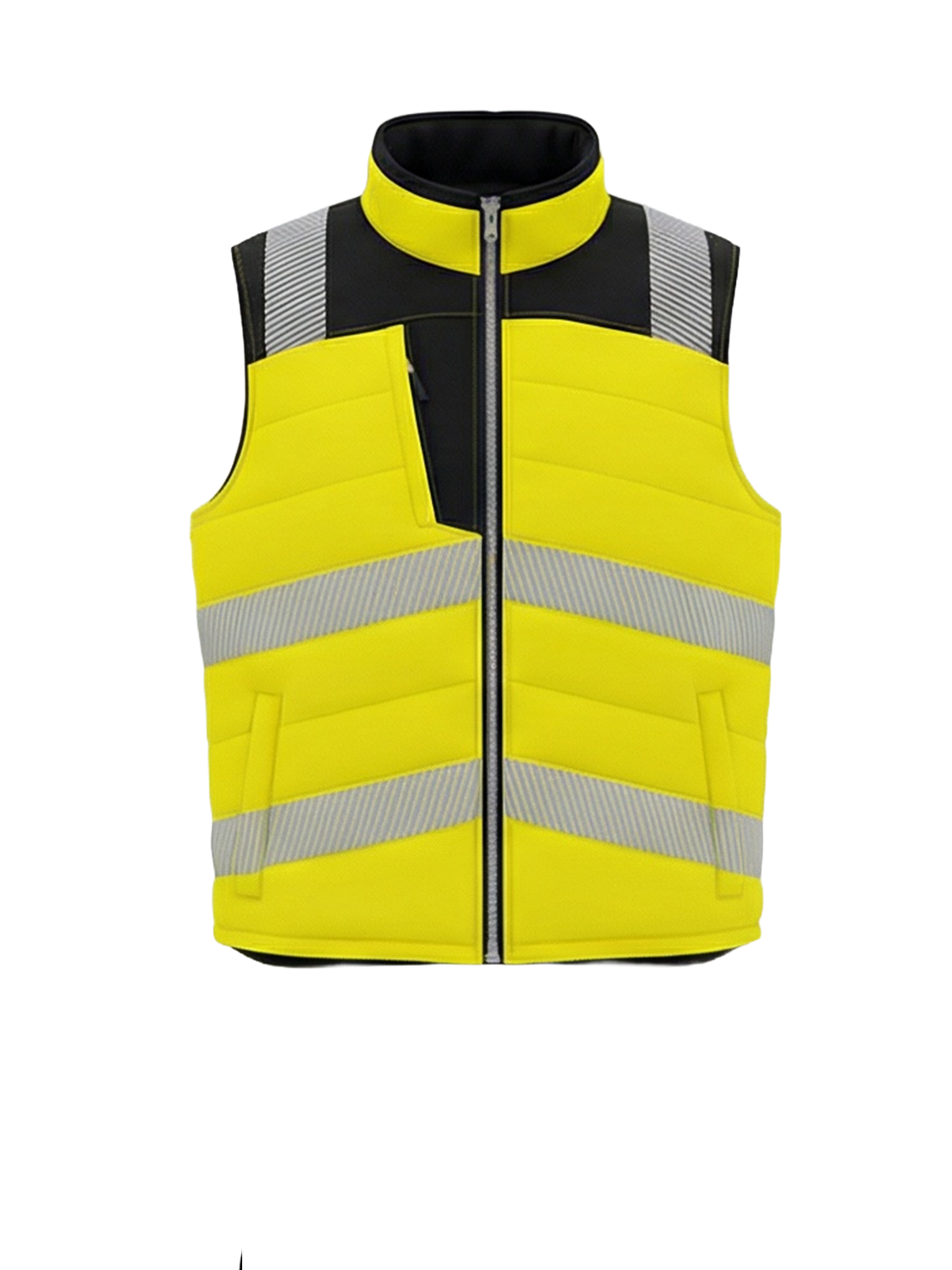 BoSafety CANVAS kahtepidi kantav soe softshell vest Hi-Vis klass 2 kollane/must