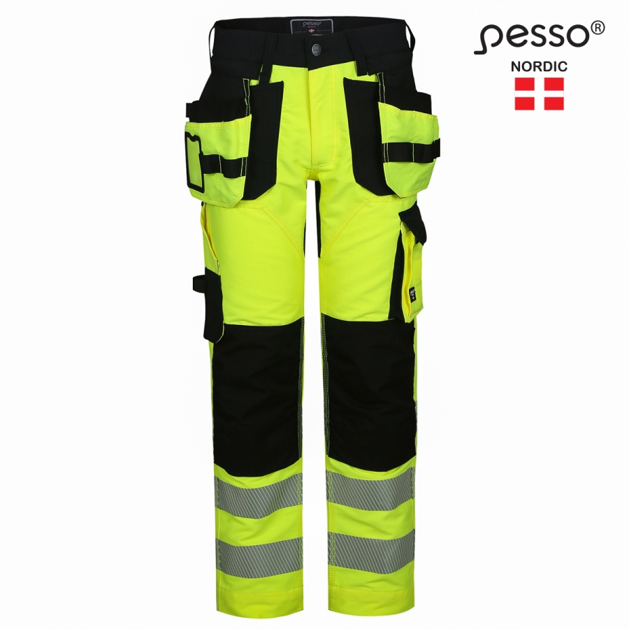 Pesso URANUS stretš tööpüksid ripptaskutega cl 2, HI-VIS kollane