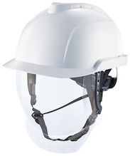 MSA V-Gard 950 elektrikute kiiver integreeritud visiiriga, valge