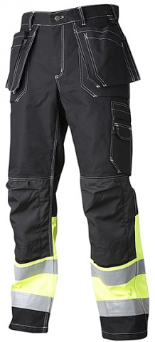 Top Swede KINGMAN püksid ripptaskutega HI VIS must/kollane klass 1