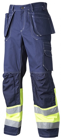 Top Swede KINGMAN püksid ripptaskutega HI VIS tumesinine/kollane klass 1